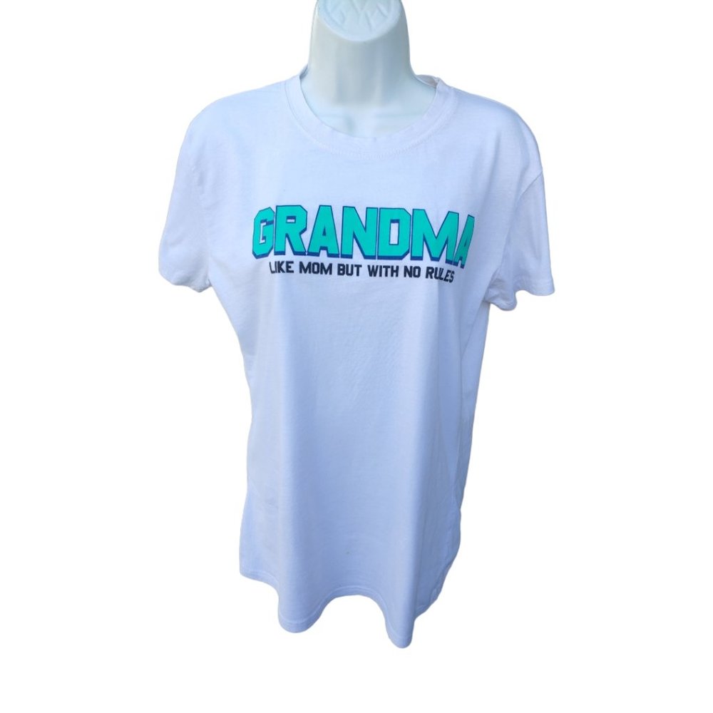 Funny Grandma T - Shirt Funny Cute Saying Quote White Large Slim Fit Woman's